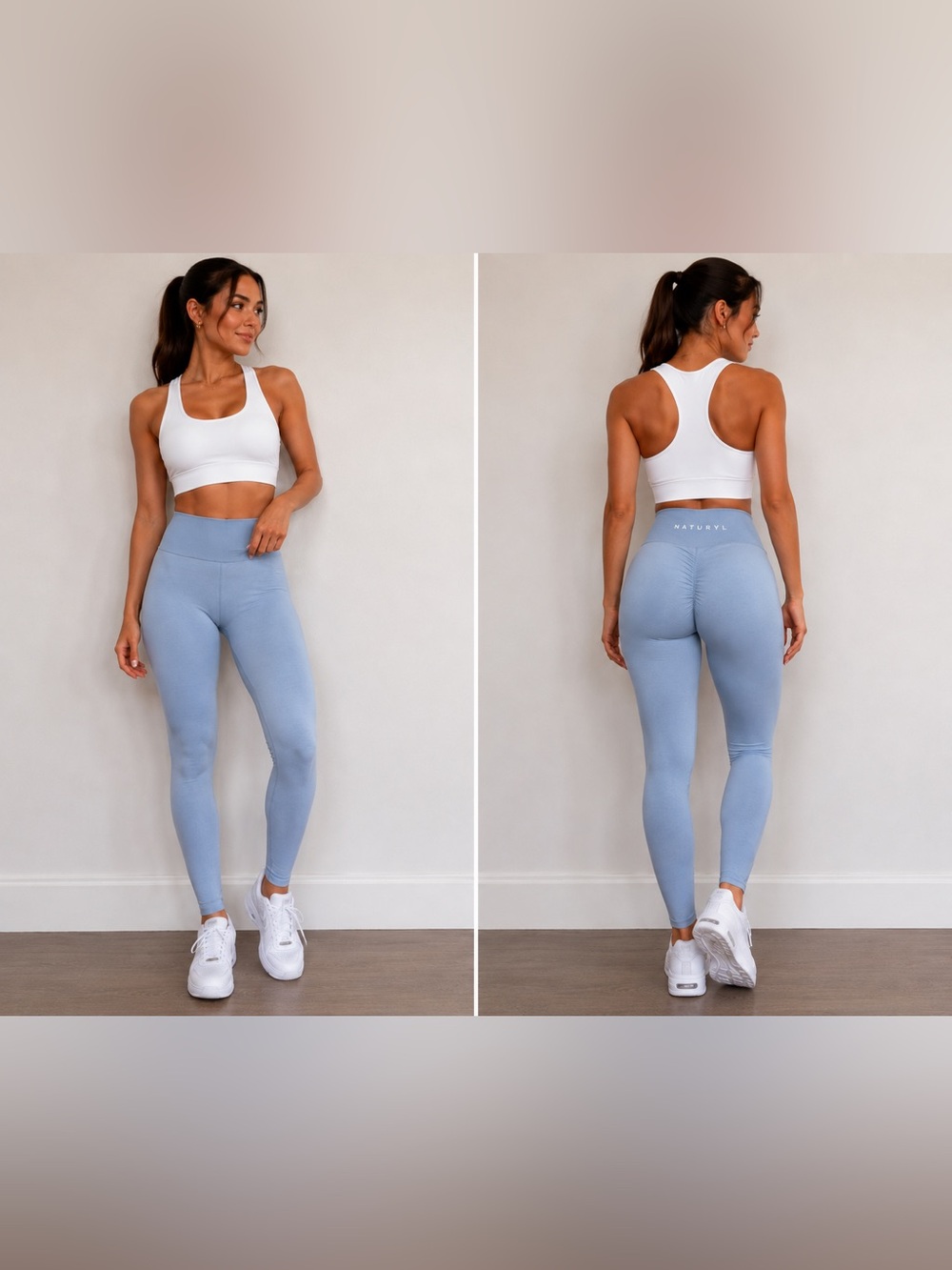 Women’s Light Blue Seamless Leggings - High Waist Comfort